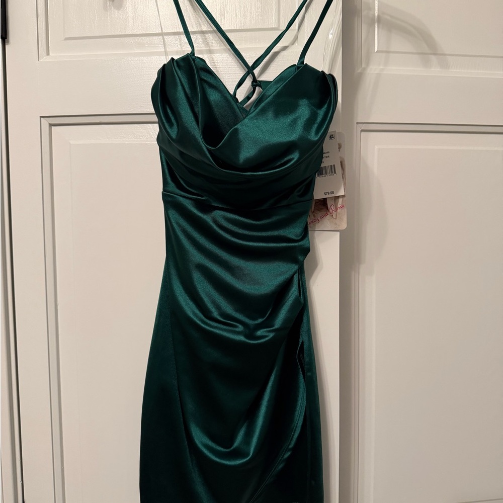 Elegant Green Satin Dress